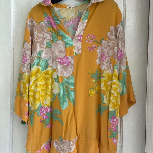 Z Supply Floral Long Sleeve Dress - Mustard and Multicolor - Picture 1 of 1